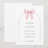 Pink Bow Arch Modern Serif Wedding Invitation 招待状 (正面/裏面)