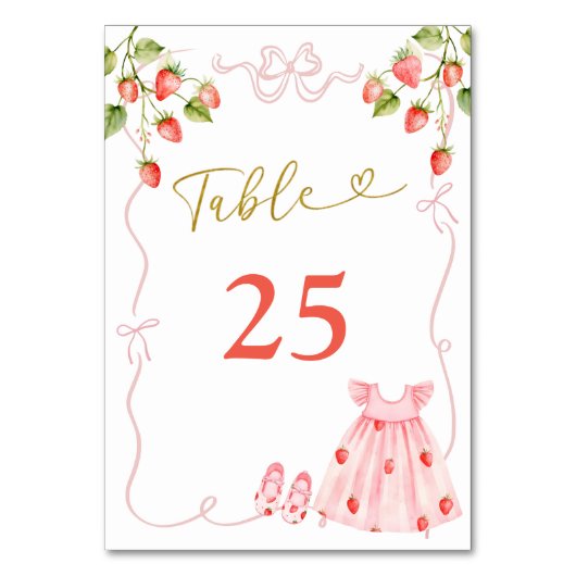 Pink Bow Baby Clothes Baby Shower Table Number テーブルナンバー (正面)