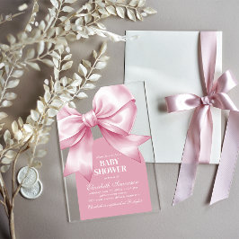 Pink Bow Baby Girl Elegant Baby Shower アクリル招待状