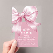 Pink Bow Baby Girl Elegant Baby Shower アクリル招待状 (インサイチュ (ポータブル))