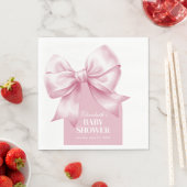 Pink Bow Baby Girl Elegant Baby Shower スタンダードランチョンナプキン (インサイチュ)