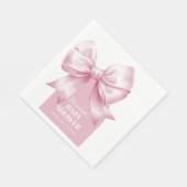 Pink Bow Baby Girl Elegant Baby Shower スタンダードランチョンナプキン (角)