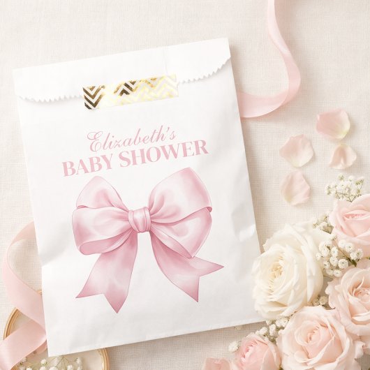Pink Bow Baby Girl Elegant Baby Shower フェイバーバッグ