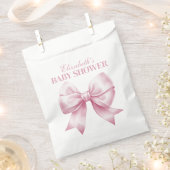 Pink Bow Baby Girl Elegant Baby Shower フェイバーバッグ (クリップ留めされた状態)