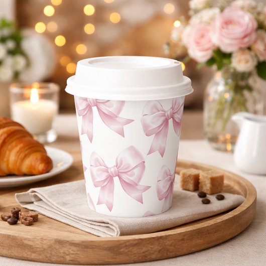 Pink Bow Baby Girl Elegant Baby Shower  紙コップ