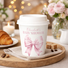 Pink Bow Baby Girl Elegant Baby Shower Paper Cups 紙コップ