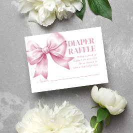 Pink Bow Baby Girl Elegant Diaper Raffle エンクロージャーカード