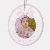 Pink Bow Baby Girl Photo Ornament セラミックオーナメント (左)