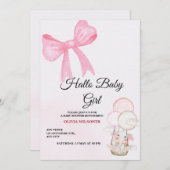 Pink Bow Baby Girl Shower Invitation シーズンカード (正面/裏面)