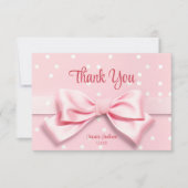 Pink Bow Baby Girl with Polka Dot サンキューカード (正面)