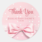 Pink Bow Baby Girl with Polka Dot ラウンドシール (正面)