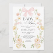Pink Bow Baby in Bloom Baby Shower Invitation 招待状 (正面)