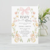 Pink Bow Baby in Bloom Baby Shower Invitation 招待状 (スタンド正面)