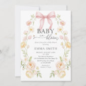 Pink Bow Baby in Bloom Baby Shower Invitation 招待状 (正面)