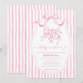 Pink Bow Baby in Bloom Baby Shower Invitation 招待状 (正面/裏面)