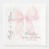 Pink Bow Baby in Bloom Baby Shower Paper Napkin (正面)