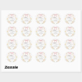 Pink Bow Baby In Bloom Baby Shower Sticker ラウンドシール (シート)