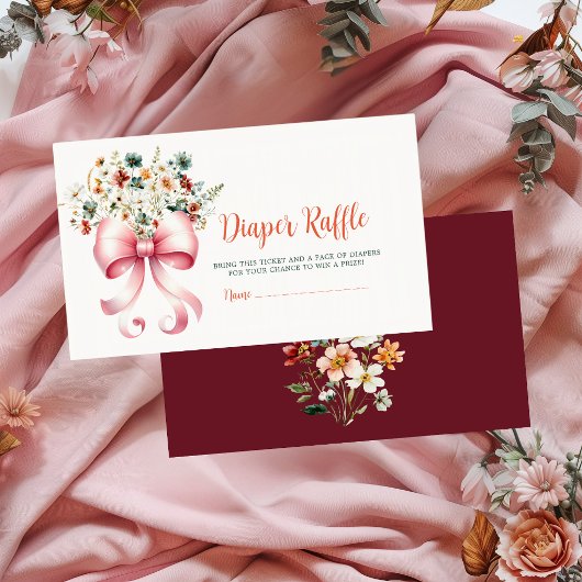 Pink Bow Baby in Bloom Diaper Raffle Ticket エンクロージャーカード