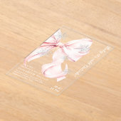 Pink Bow Baby It's Cold Outside Baby Shower アクリル招待状 (レイダウン)