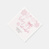 Pink Bow Baby Its Cold Outside Baby Shower スタンダードカクテルナプキン (角)