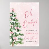 Pink Bow Baby It's Cold Outside Baby Shower ポスター (正面)