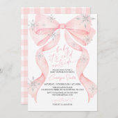 Pink Bow Baby It's Cold Outside Baby Shower 招待状 (正面/裏面)