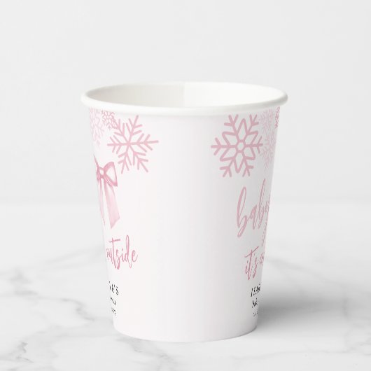 Pink Bow Baby Its Cold Outside Baby Shower 紙コップ (左)