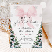 Pink Bow Baby It's Cold Outside Baby Shower  Invit 招待状
