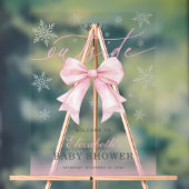 Pink Bow Baby Its Cold Outside Baby Shower Welcome アクリルサイン (ニュートラル)