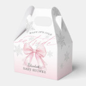 Pink Bow Baby Its Cold Outside Baby Shower Welcome フェイバーボックス (裏面サイド)