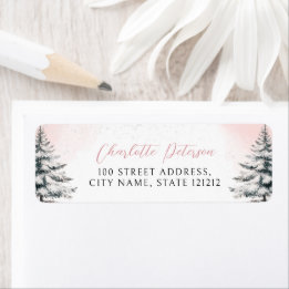 Pink Bow Baby it's Cold Outside Return Address ラベル