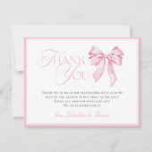 Pink Bow Baby Shower サンキューカード (正面)