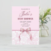 Pink Bow baby shower 招待状 (スタンド正面)