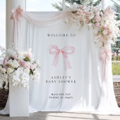 Pink Bow Baby Shower Backdrop タペストリー