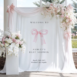 Pink Bow Baby Shower Backdrop タペストリー