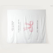 Pink Bow Baby Shower Backdrop タペストリー (正面(横))