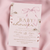 Pink Bow Baby Shower Blush Pink 招待状
