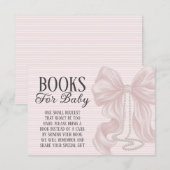 Pink Bow Baby Shower Books For Baby エンクロージャーカード (正面/裏面)