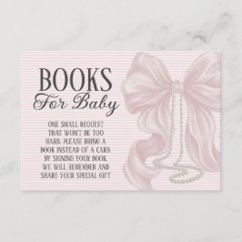 Pink Bow Baby Shower Books For Baby エンクロージャーカード