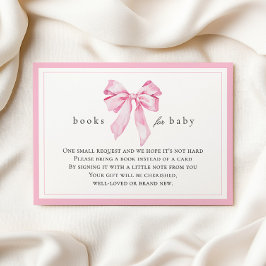 Pink Bow Baby Shower Books for Baby エンクロージャーカード
