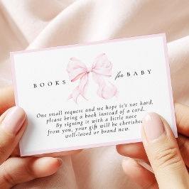 Pink Bow Baby Shower Books for Baby Card エンクロージャーカード