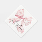 Pink Bow Baby Shower Coquette Bow スタンダードランチョンナプキン (角)