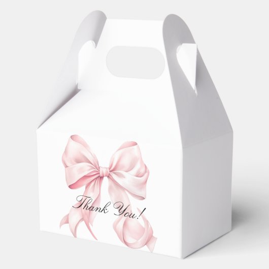 Pink Bow Baby Shower Coquette Bow Theme フェイバーボックス (正面)