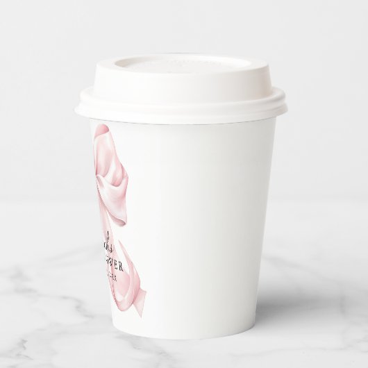 Pink Bow Baby Shower Coquette Bow Theme 紙コップ (左)