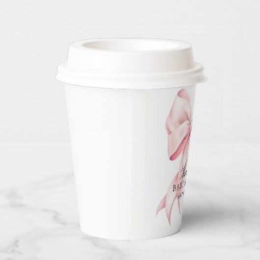 Pink Bow Baby Shower Coquette Bow Theme 紙コップ (右)