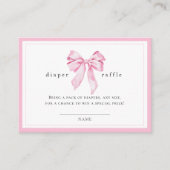 Pink Bow Baby Shower Diaper Raffle エンクロージャーカード (正面)