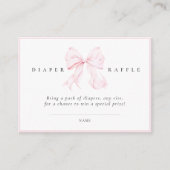 Pink Bow Baby Shower Diaper Raffle Card エンクロージャーカード (正面)