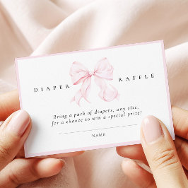 Pink Bow Baby Shower Diaper Raffle Card エンクロージャーカード