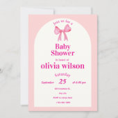 Pink Bow Baby Shower.elegant baby shower. 招待状 (正面)