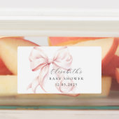 Pink Bow Baby Shower Favors Label ラベル (貼付)